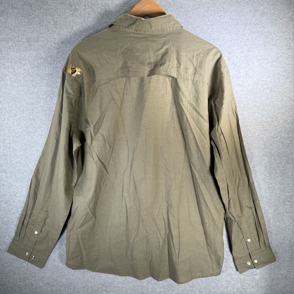 Howler Brothers Gaucho Snapshirt Mens XL Green Caracara Bird Western Snap NWOT - Picture 9 of 11